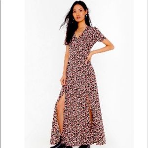 Nasty Gal Vintage Rose Mini Tea Dress, Size 12, Black